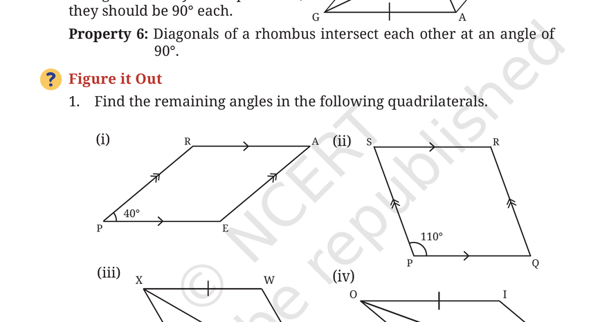 Figure it Out (Page 102) — Quadrilaterals for finding remaining angles