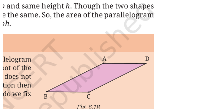 Fig. 6.18: A thin parallelogram where the perpendicular from C falls outside AD