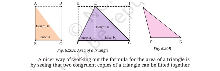 Fig. 6.20A–B: Area of a triangle (acute and obtuse)