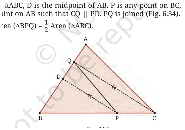 Fig. 6.34: D midpoint of AB; CQ ∥ PD