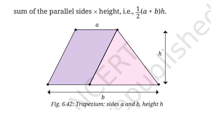 Fig. 6.42: Trapezium with parallel sides a, b and height h