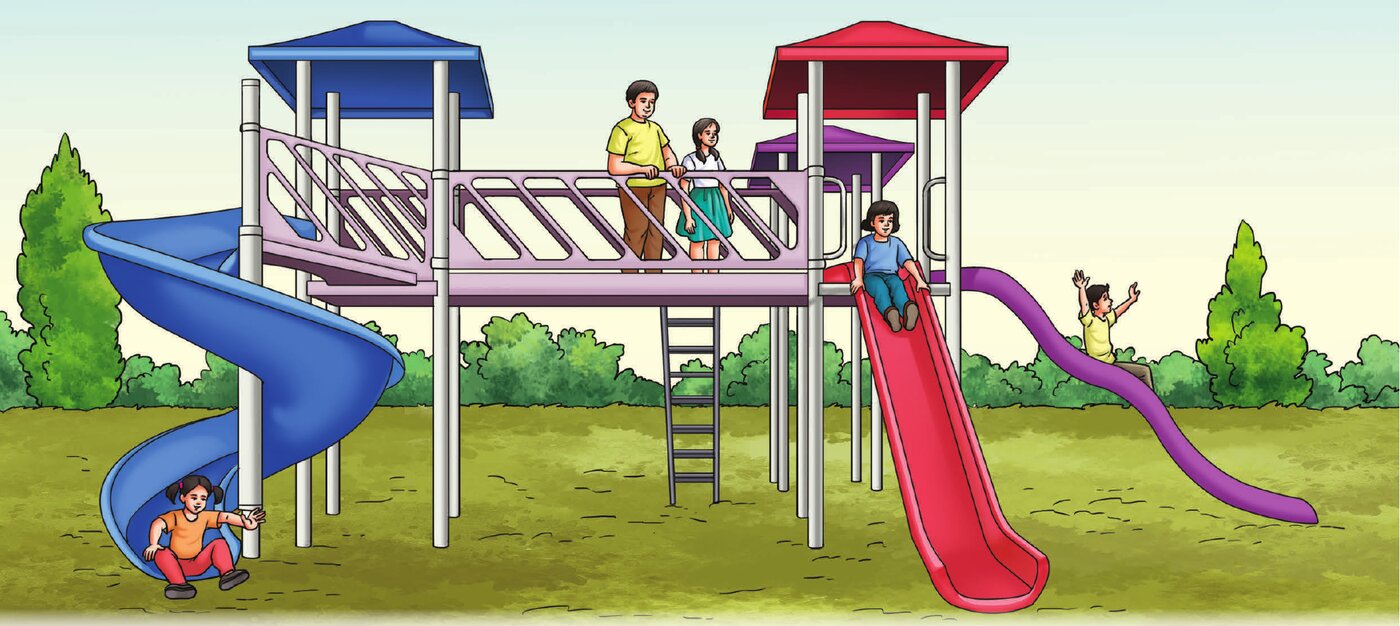 Chapter opener: slides of different shapes in a playground