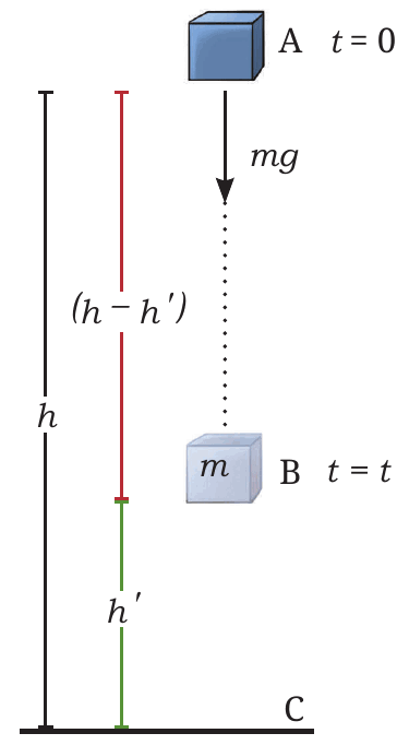 Fig. 7.19: An object falling freely due to gravity