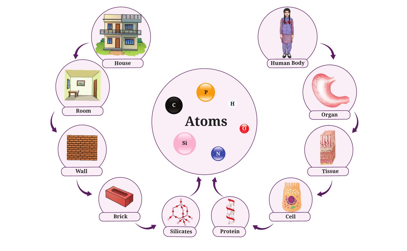 Chapter opener: everything around us — living and non-living — is made of atoms